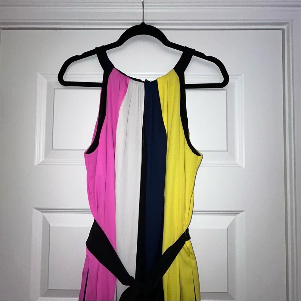Colorblock Sleeveless Jumpsuit - Pink, Yellow & Black - Picture 3 of 12